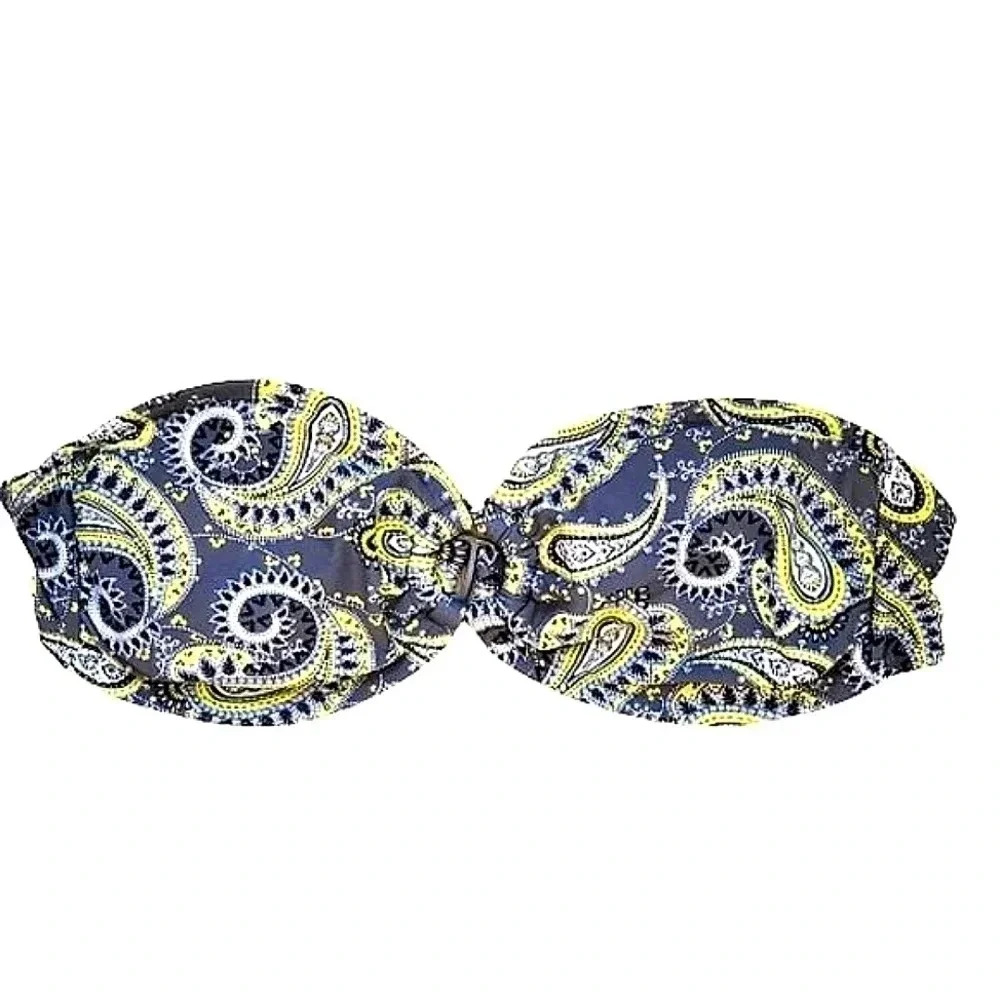 Converse yellow & blue paisley print bandeau bikini top Size Large